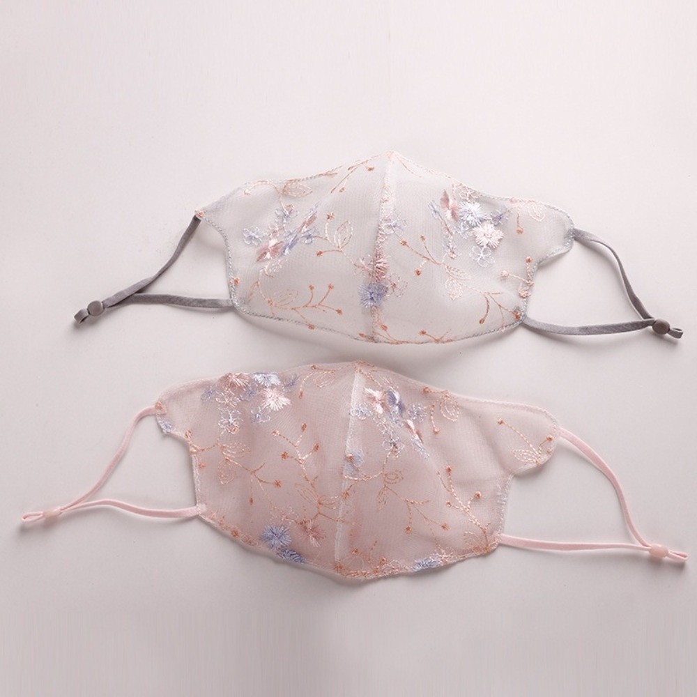 Cloth Face Mask Washable - Masque classique en dentelle brodée de