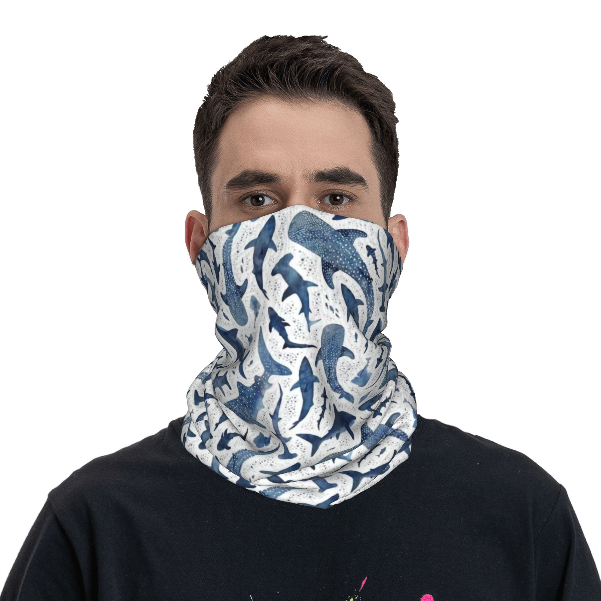 Personnalisé bleu aquarelle re - Neck Gaiter Face Cover avis et prix